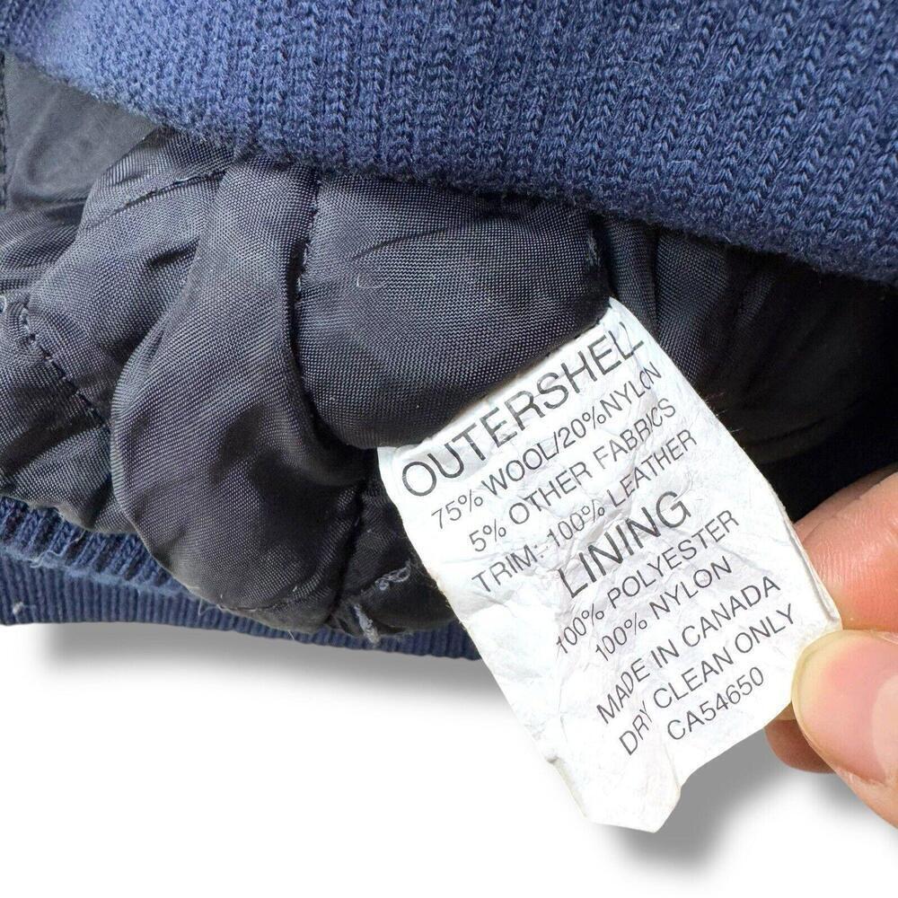 VTG 90s Mississauga Jets Varsity Jacket Wool Leather Trim Canada Made Youth XXL - Picture 8 of 10